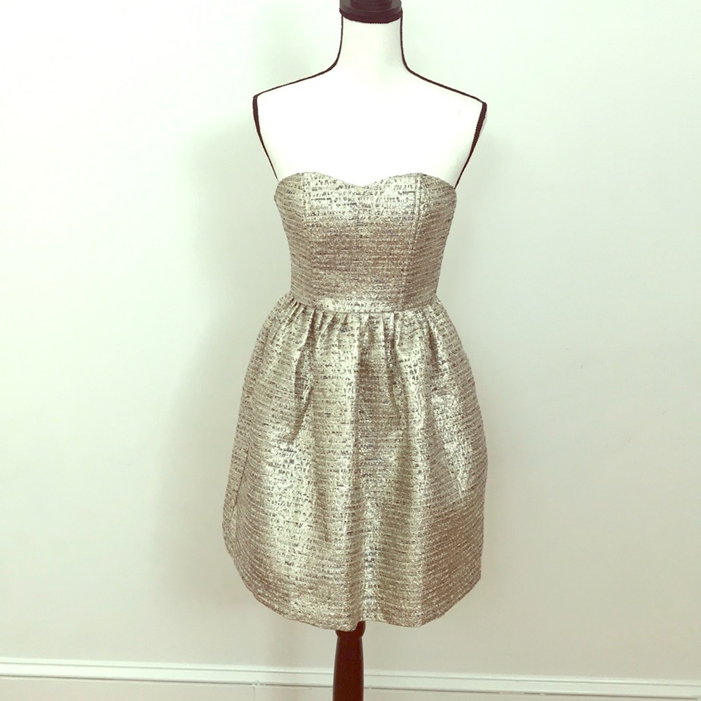 NWT strapless gold lurex minidress size XS